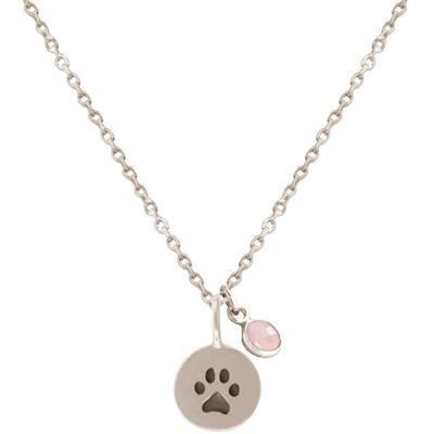 Gemshine necklace dog, cat paw, paw with rose quartz