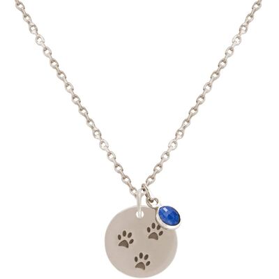 Gemshine Necklace Dog, Cat Paws, Paws - Blue