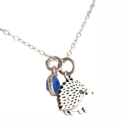 Gemshine necklace HEDGEHOG, forest and hedgehog with blue