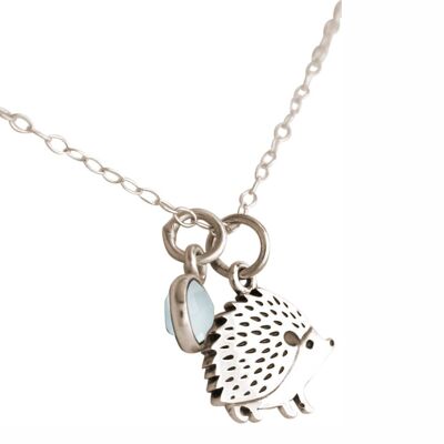 Collana Gemshine HEDGEHOG, bosco e riccio con calcedonio