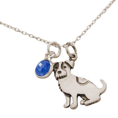 Gemshine necklace Jack Russell Terrier dog with sapphire