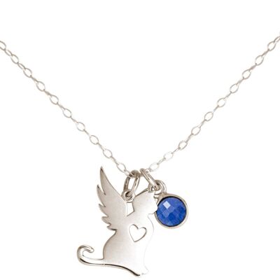 Gemshine necklace cat wings and SAPPHIRE pendant spreader