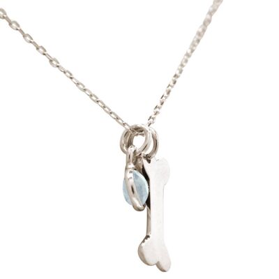 Gemshine Necklace Bone for Dog with Chalcedony Pendant