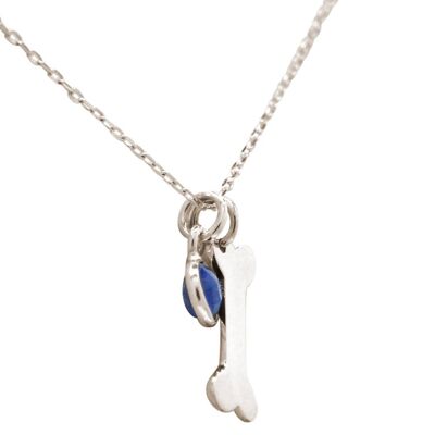 Gemshine bone necklace for dog with sapphire pendant