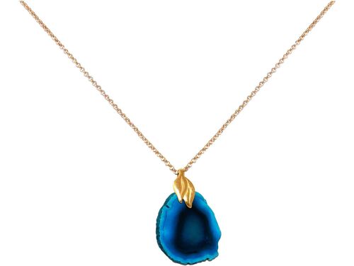 Gemshine Halskette mit blauem Achat Anhänger in 925 Silber