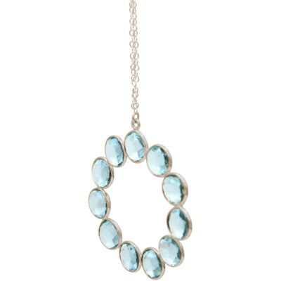 Gemshine necklace with blue aquamarine gemstone pendant