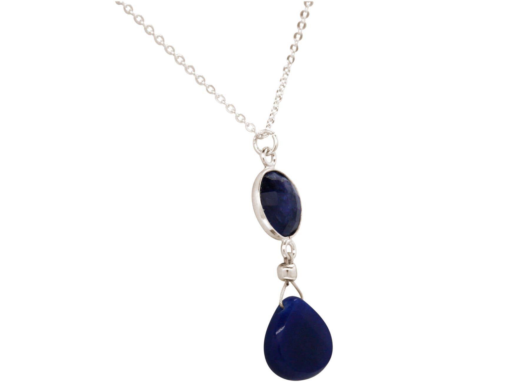 Collana Gemshine con gemma di zaffiro blu e calcedonio