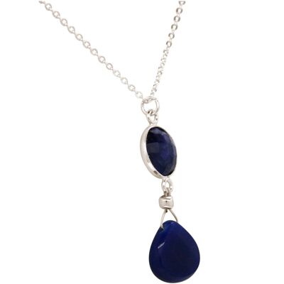 Collar Gemshine con zafiro azul y piedra preciosa de calcedonia