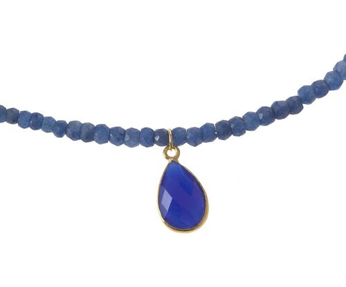 Gemshine Halskette mit blauen Saphir Edelsteinen und Tropfen