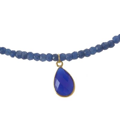 Gemshine Halskette mit blauen Saphir Edelsteinen und Tropfen
