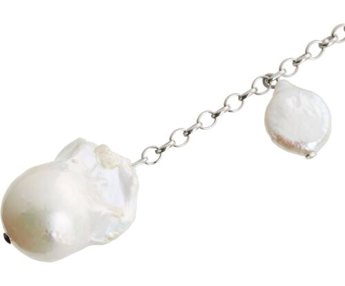 Gemshine Halskette mit großen weißen Barock Zuchtperlen