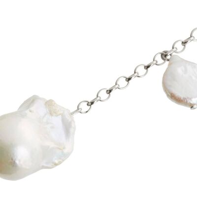 Collana Gemshine con grandi perle coltivate barocche bianche