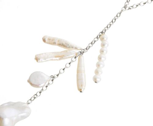 Gemshine - Halskette mit großen weißen Barock Zuchtperlen