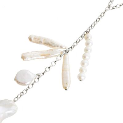 Gemshine - collar con grandes perlas cultivadas barrocas blancas