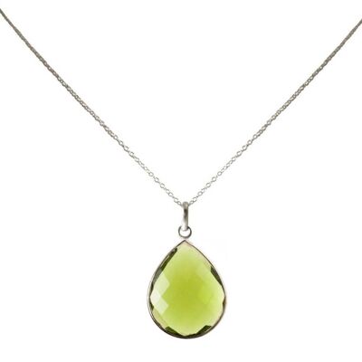 Collar Gemshine con gota de gema de peridoto verde