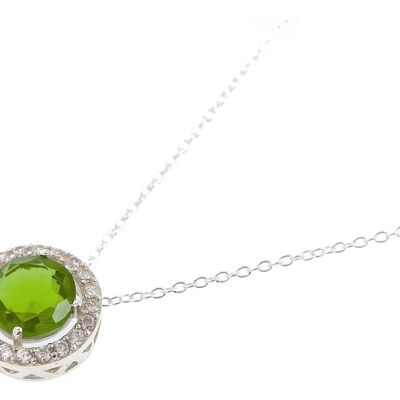 Gemshine Necklace with Green Peridot Quartz Gemstone