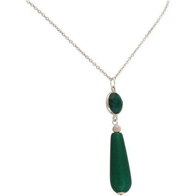 Gemshine necklace with green emerald and jade gemstone