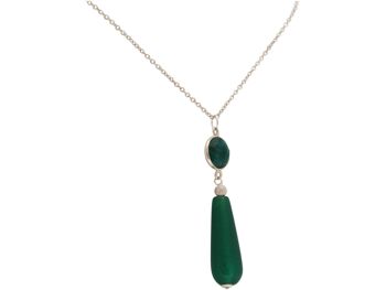 Collier Gemshine avec émeraude verte et pierre précieuse de jade 1