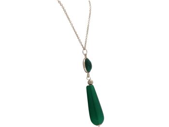 Collier Gemshine avec émeraude verte et pierre précieuse de jade 2
