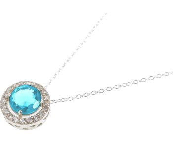 Collier Gemshine avec pierre précieuse de quartz aigue-marine bleu clair 1