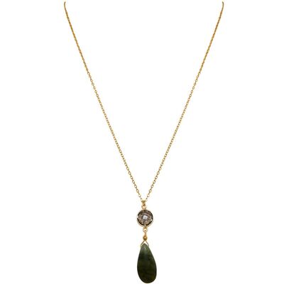 Collar Gemshine con gema de jade y cuarzo ahumado