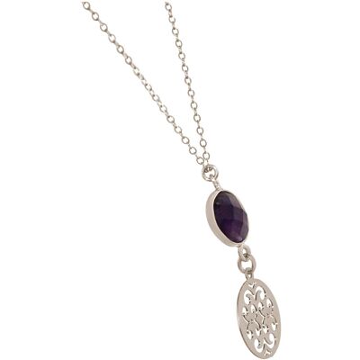 Gemshine necklace with mandala and amethyst pendant