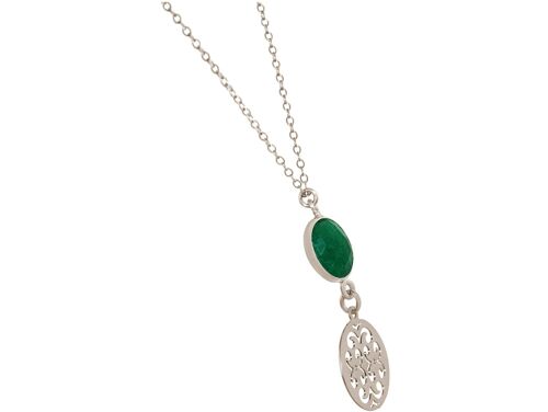 Gemshine Halskette mit Mandala und grünem Smaragd Anhänger
