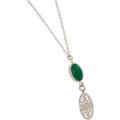Gemshine Halskette mit Mandala und grünem Smaragd Anhänger