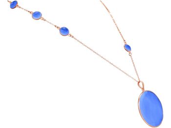 Collier Gemshine avec des pierres précieuses de calcédoine bleu marine 4