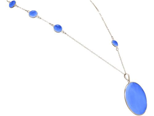 Gemshine Halskette mit meeresblauen Chalcedon Edelsteinen
