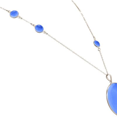 Collar Gemshine con piedras preciosas de calcedonia azul marino