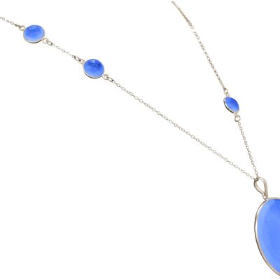 Collier Gemshine avec des pierres précieuses de calcédoine bleu marine