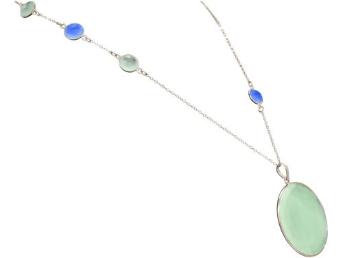 Gemshine - Halskette mit meeresgrünen und blauen Chalcedon