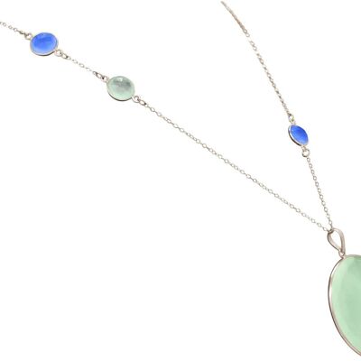 Gemshine - Collar con calcedonia verde mar y azul