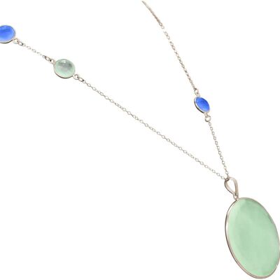 Gemshine - Halskette mit meeresgrünen und blauen Chalcedon
