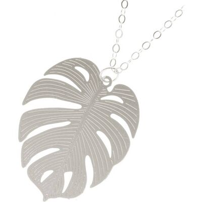 Collana Gemshine con ciondolo foglia tropicale Monstera