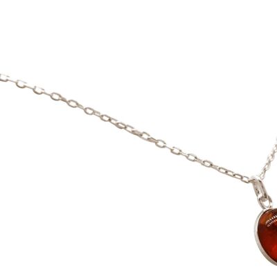 Collier Gemshine avec pendentif cabochon en ambre orange