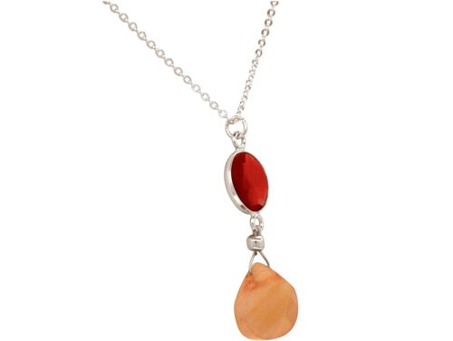 Gemshine Halskette mit orangenem Karneol und lachsfarbigem