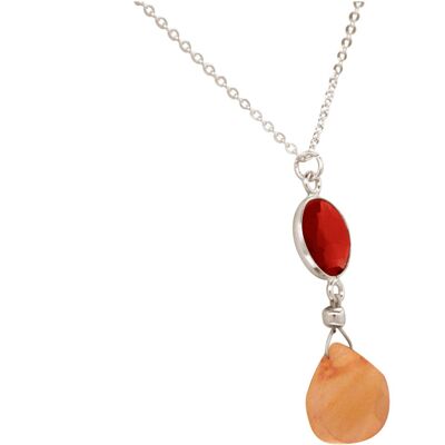 Gemshine Halskette mit orangenem Karneol und lachsfarbigem