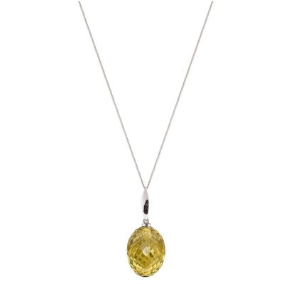 Gemshine necklace with oval 3-D golden yellow citrine