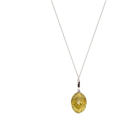 Gemshine necklace with oval 3-D golden yellow citrine