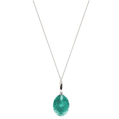 Gemshine necklace with oval 3-D green tourmaline quartz