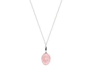 Collier Gemshine avec pierre ovale de quartz rose 3D 1