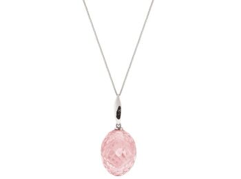 Collier Gemshine avec pierre ovale de quartz rose 3D 4