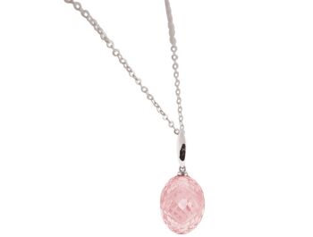 Collier Gemshine avec pierre ovale de quartz rose 3D 2