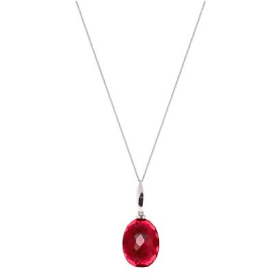 Gemshine necklace with oval 3-D red tourmaline quartz