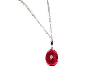 Collier Gemshine avec quartz tourmaline rouge 3D ovale 2