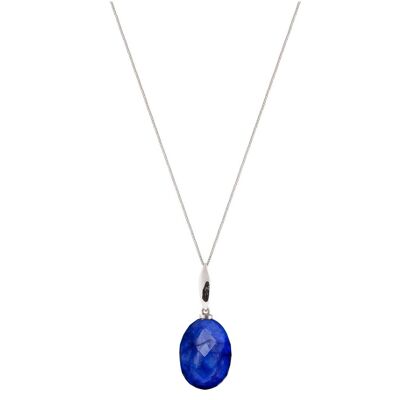 Gemshine necklace with oval 3-D deep blue sapphire