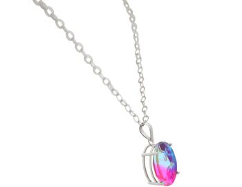 Collier Gemshine avec pierre gemme de quartz tourmaline ovale 1