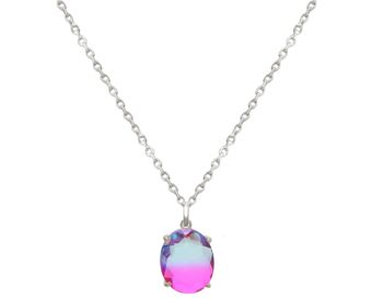 Collier Gemshine avec pierre gemme de quartz tourmaline ovale 2